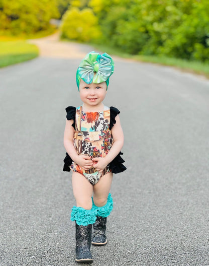 Western collage ruffle romper - Get it from Bo