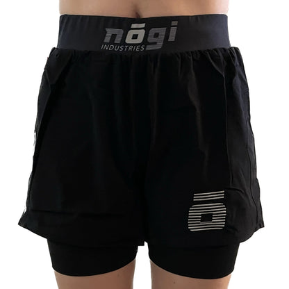 WOMENS Ghost 5" Inseam Premium Lined Grappling Shorts - Obsidian Black - Get it from Bo