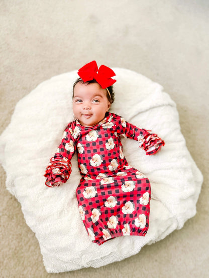 Buffalo plaid leopard Santa ruffle gown - Get it from Bo