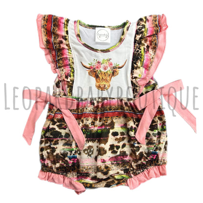 Pink serape cow romper - Get it from Bo