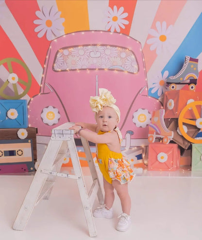 Retro floral first birthday romper - Get it from Bo