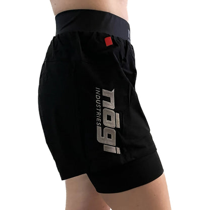 WOMENS Ghost 5" Inseam Premium Lined Grappling Shorts - Obsidian Black - Get it from Bo