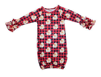 Buffalo plaid leopard Santa ruffle gown - Get it from Bo