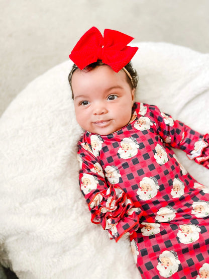 Buffalo plaid leopard Santa ruffle gown - Get it from Bo