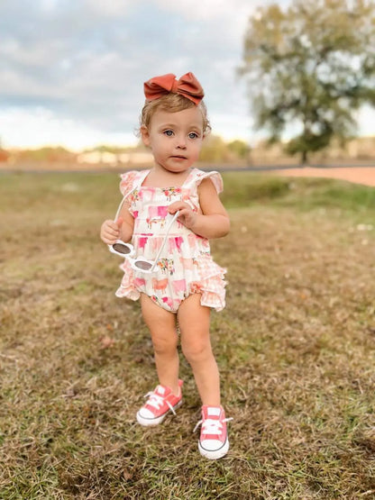 Watercolor cows ruffle romper - Get it from Bo
