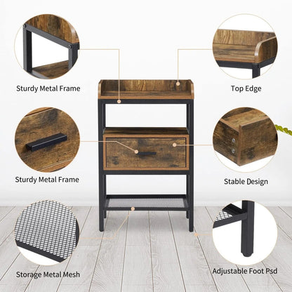 Industrial 3-Tier Nightstand Set - Get it from Bo