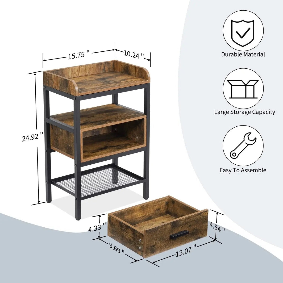 Industrial 3-Tier Nightstand Set - Get it from Bo