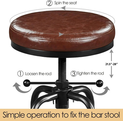 Industrial Bar Stool Adjustable Brown Counter Height - Get it from Bo