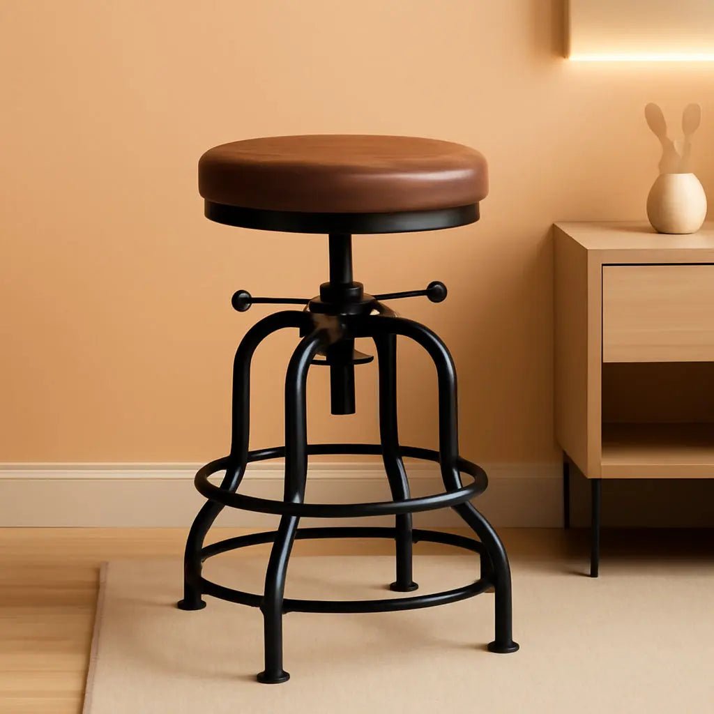 Industrial Bar Stool Adjustable Brown Counter Height - Get it from Bo