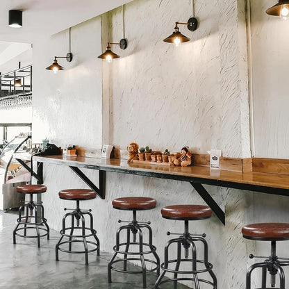 Industrial Bar Stool Adjustable Brown Counter Height - Get it from Bo