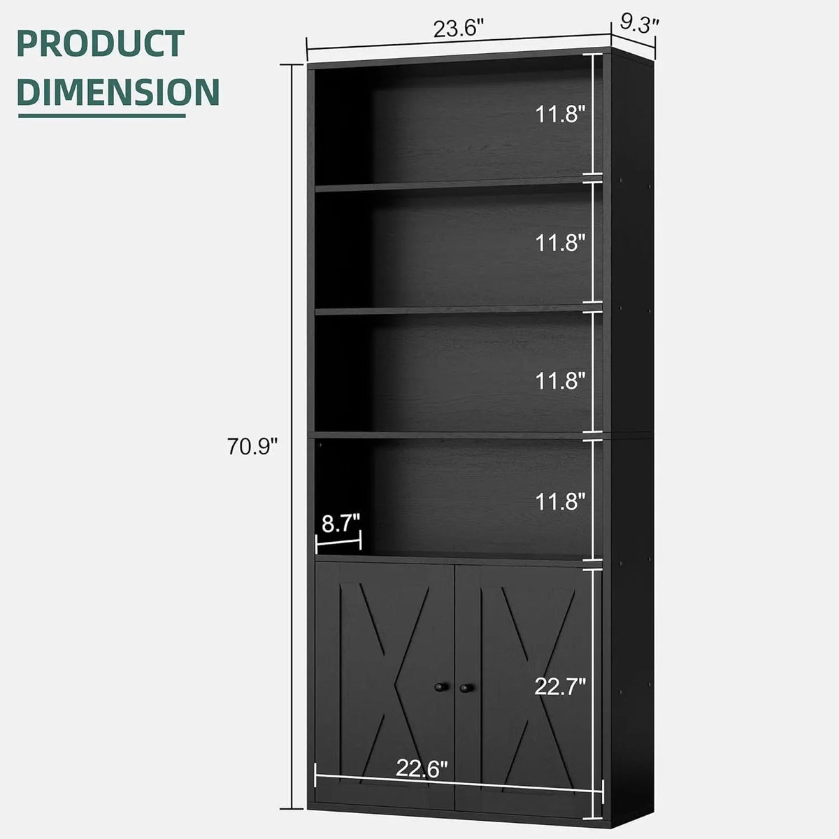 Industrial Black Floor Standing Bookcase With Doors - Get it from Bo