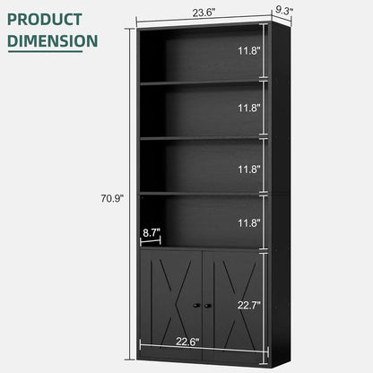 Industrial Black Floor Standing Bookcase With Doors - Get it from Bo