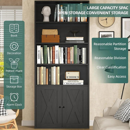 Industrial Black Floor Standing Bookcase With Doors - Get it from Bo