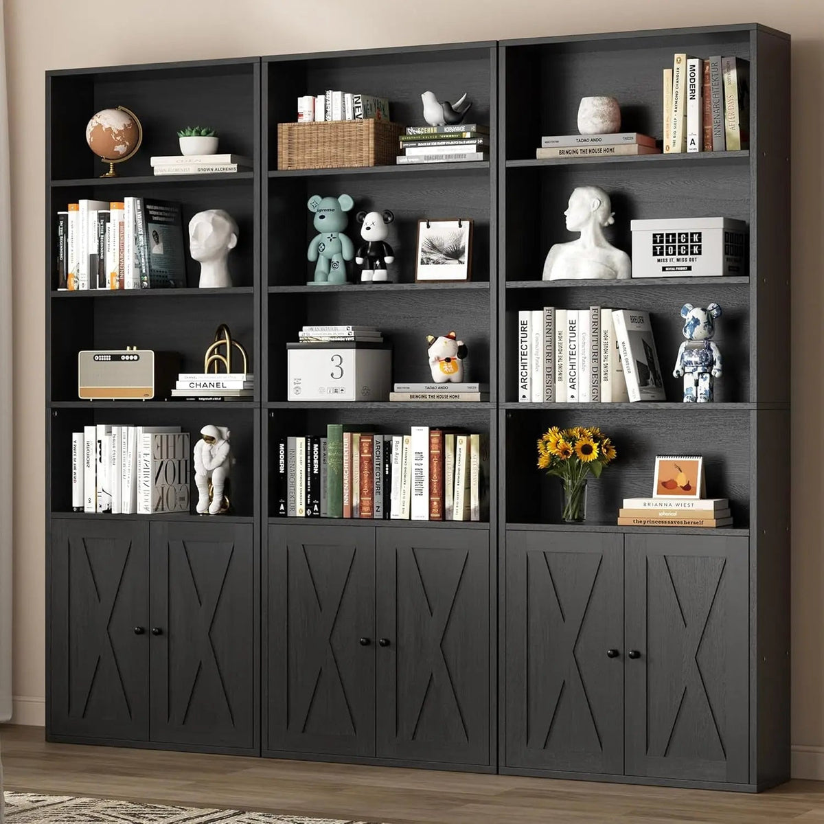 Industrial Black Floor Standing Bookcase With Doors - Get it from Bo