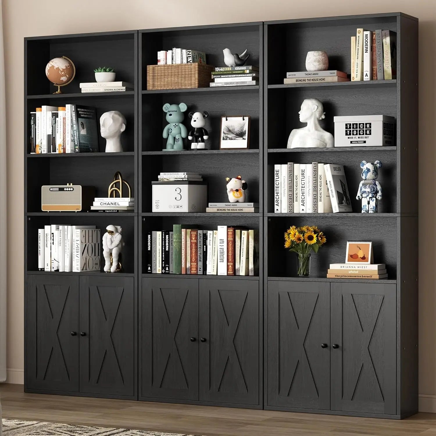 Industrial Black Floor Standing Bookcase With Doors - Get it from Bo
