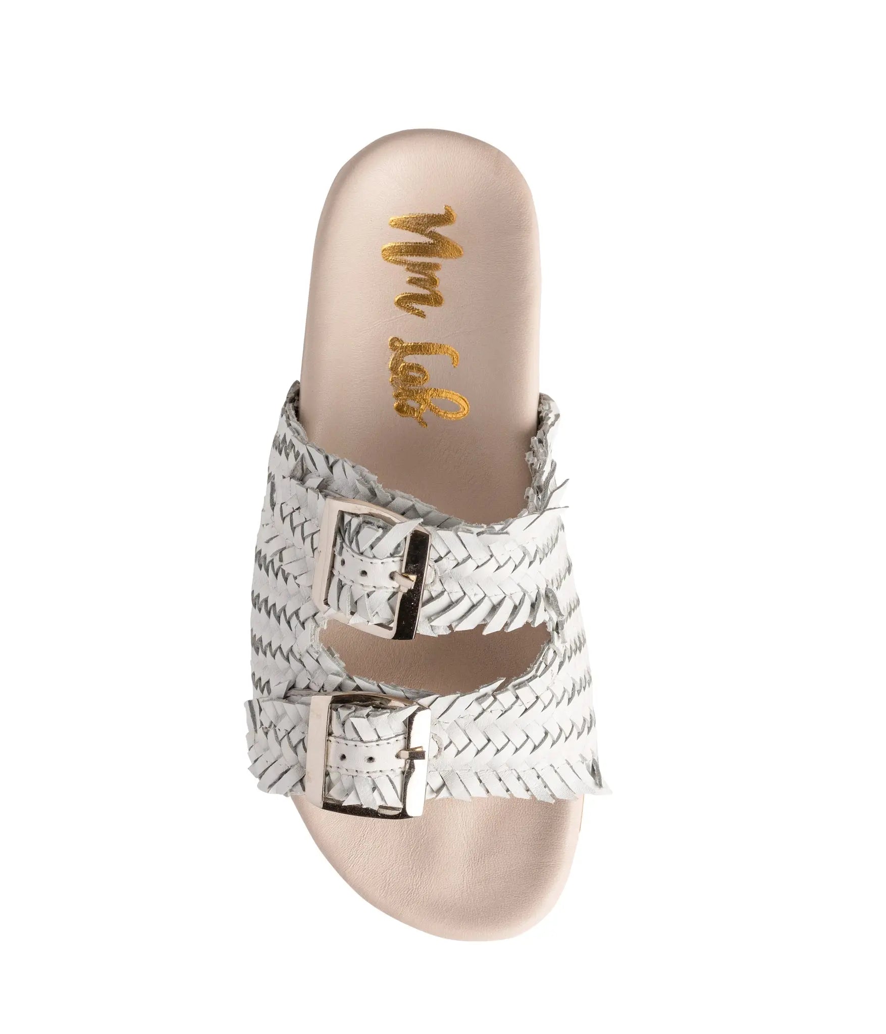 Intertwine Dual Woven Strap Slide in White Naughty Monkey
