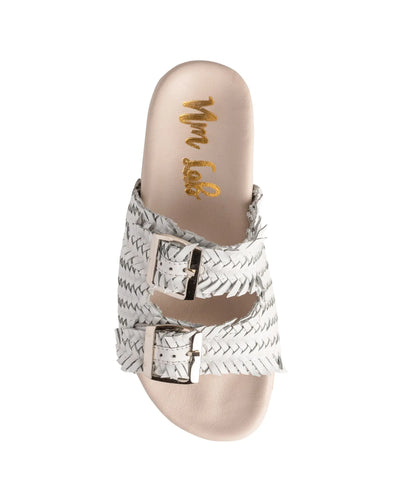Intertwine Dual Woven Strap Slide in White Naughty Monkey