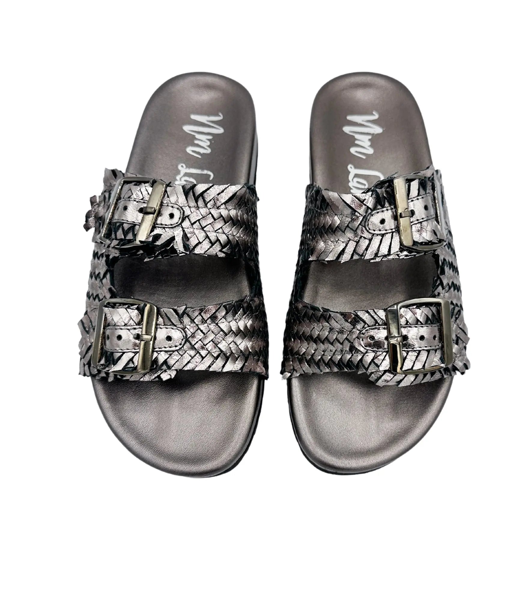 Intertwine Dual Woven Strap Slide in Pewter Naughty Monkey
