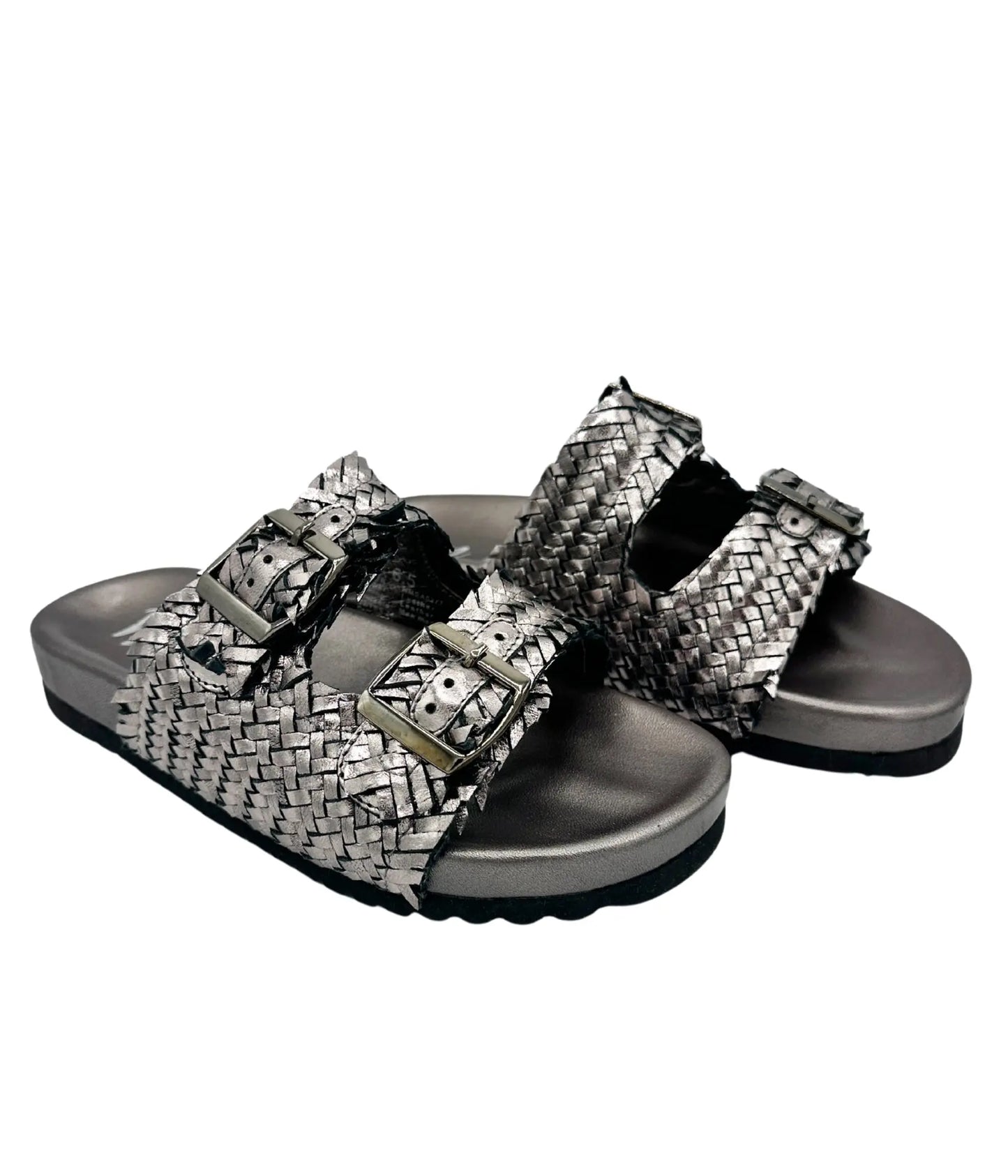 Intertwine Dual Woven Strap Slide in Pewter Naughty Monkey