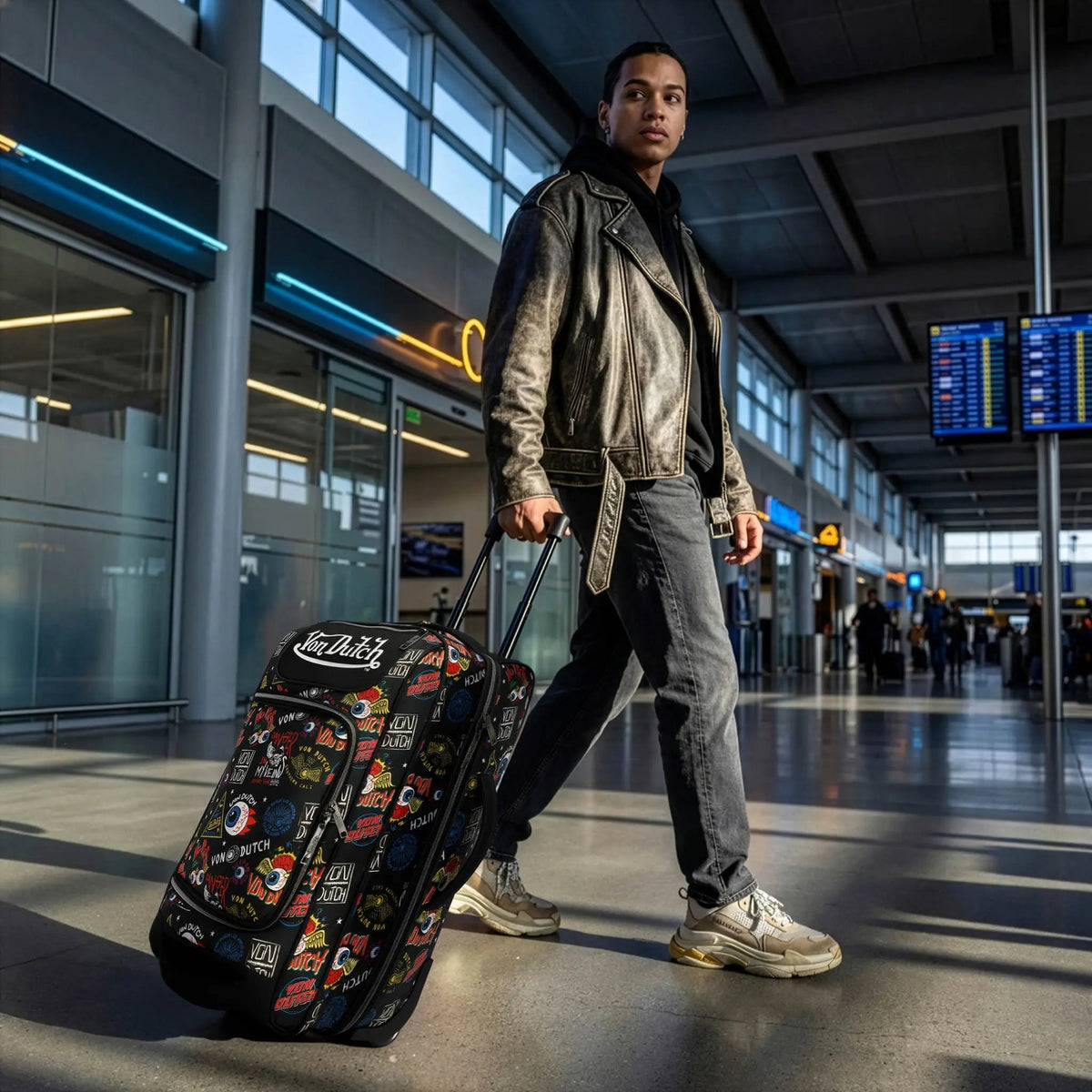 Jax Black 28" Checked Rolling Duffel - Get it from Bo