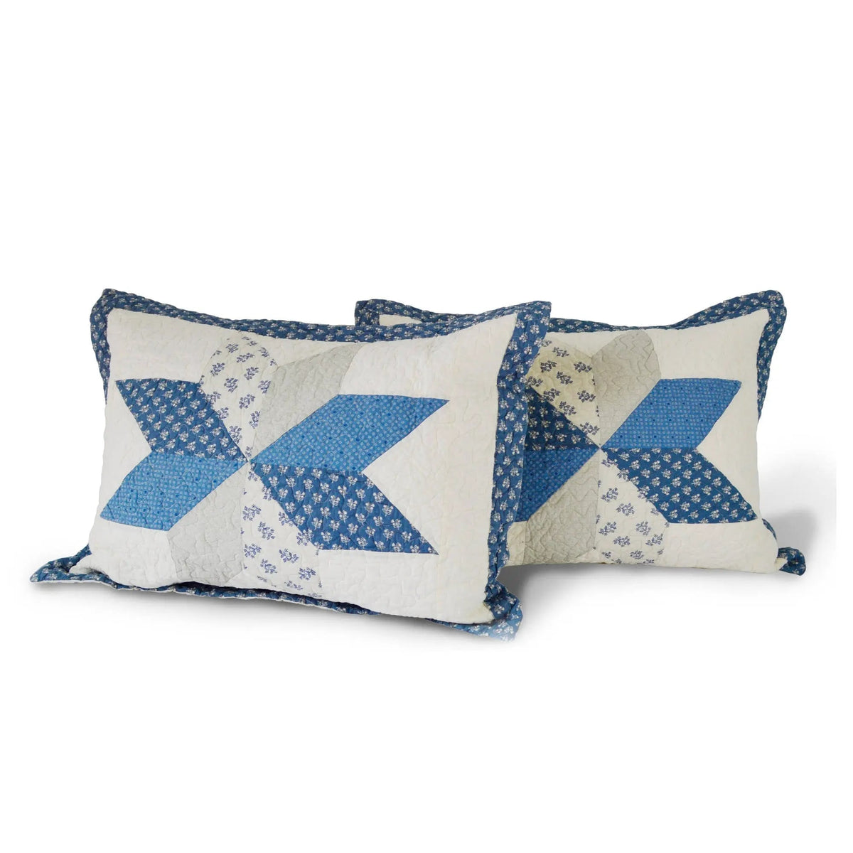 Kasentex 100% Cotton Summer Diamond Blue Patchwork Quilt King Size Pillow Sham, Boho Style, Motif Blue and Ivory, Room Decor, Graduation Gifts - Get it from Bo