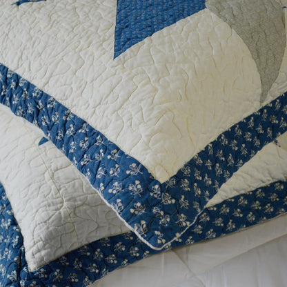 Kasentex 100% Cotton Summer Diamond Blue Patchwork Quilt King Size Pillow Sham, Boho Style, Motif Blue and Ivory, Room Decor, Graduation Gifts - Get it from Bo