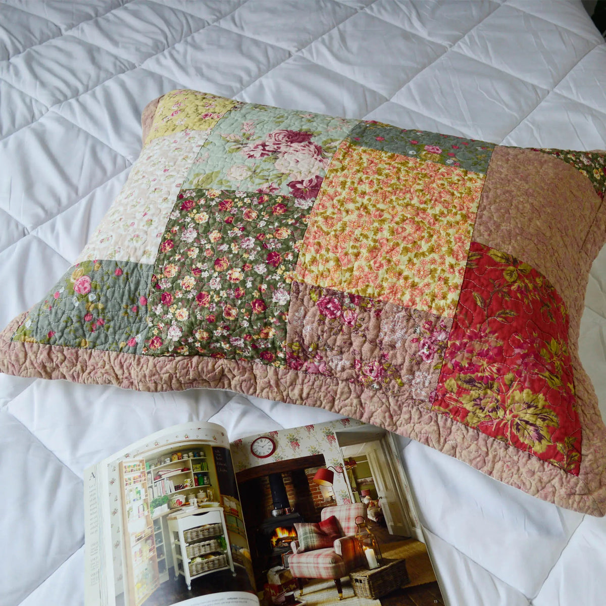 Kasentex 100% Cotton Summer Royal Garden Floral King Size Pillow Sham, Boho Style, Yellow and Pink, Room Decor, Graduation Gifts - Get it from Bo