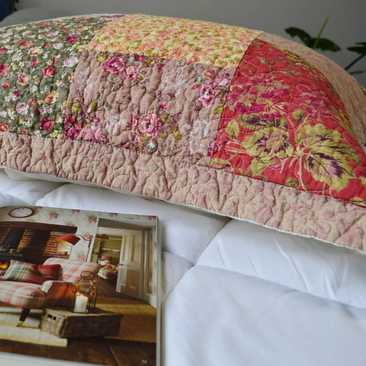 Kasentex 100% Cotton Summer Royal Garden Floral King Size Pillow Sham, Boho Style, Yellow and Pink, Room Decor, Graduation Gifts - Get it from Bo