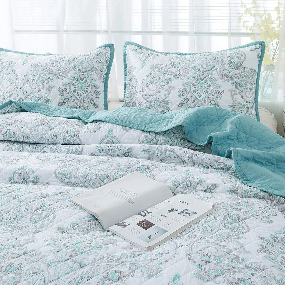 Kasentex 100% Cotton Summer Ultra Soft Floral Design 3 Piece Reversible Bedding Set, Room Decor, Graduation Gifts - Get it from Bo