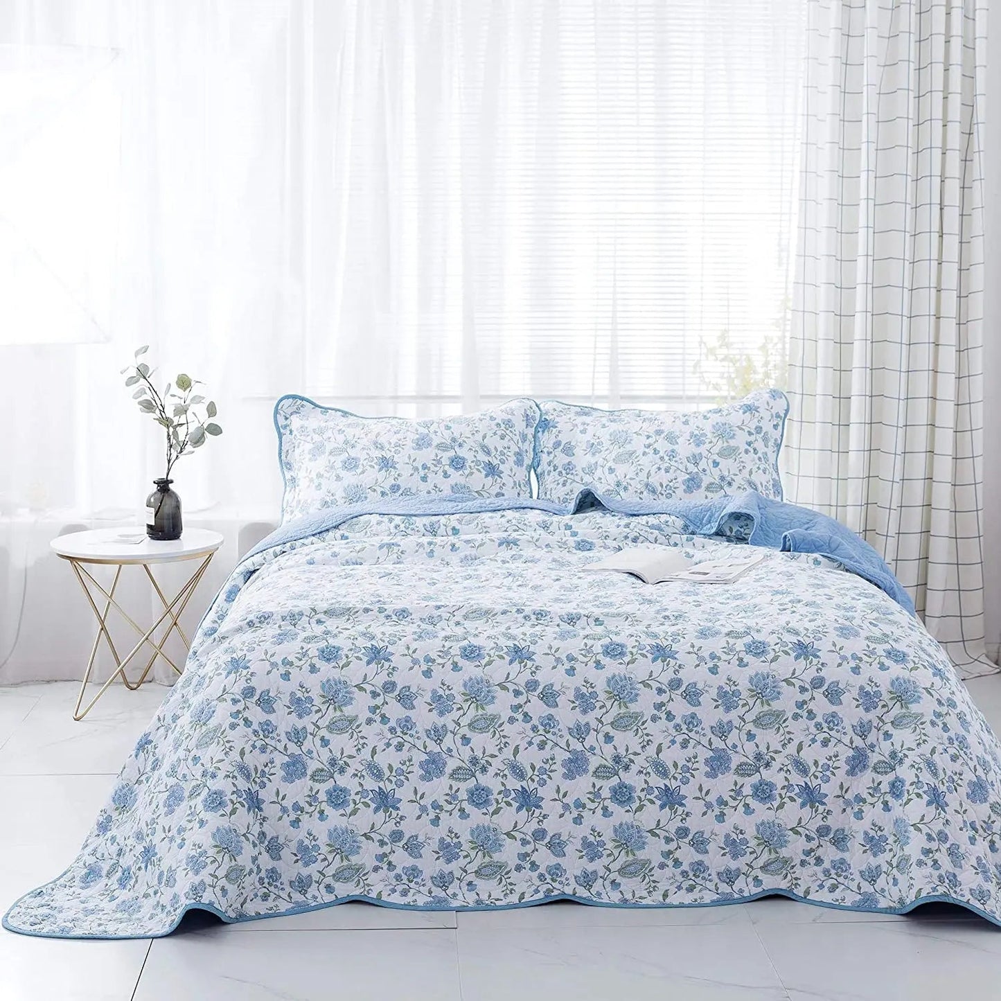 Kasentex 100% Cotton Summer Ultra Soft Floral Design 3 Piece Reversible Bedding Set, Room Decor, Graduation Gifts - Get it from Bo