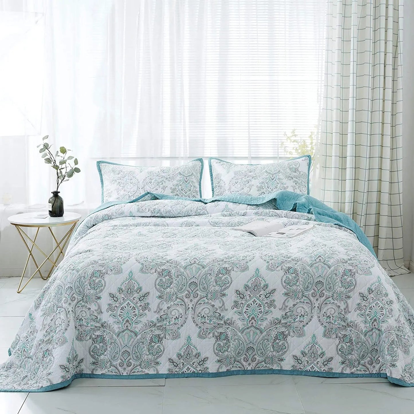 Kasentex 100% Cotton Summer Ultra Soft Floral Design 3 Piece Reversible Bedding Set, Room Decor, Graduation Gifts - Get it from Bo
