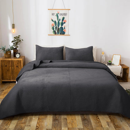 Kasentex All Season Cozy Velvet Quilt Set with Shams, Queen, King, Room Decor, Graduation Gifts - Get it from Bo