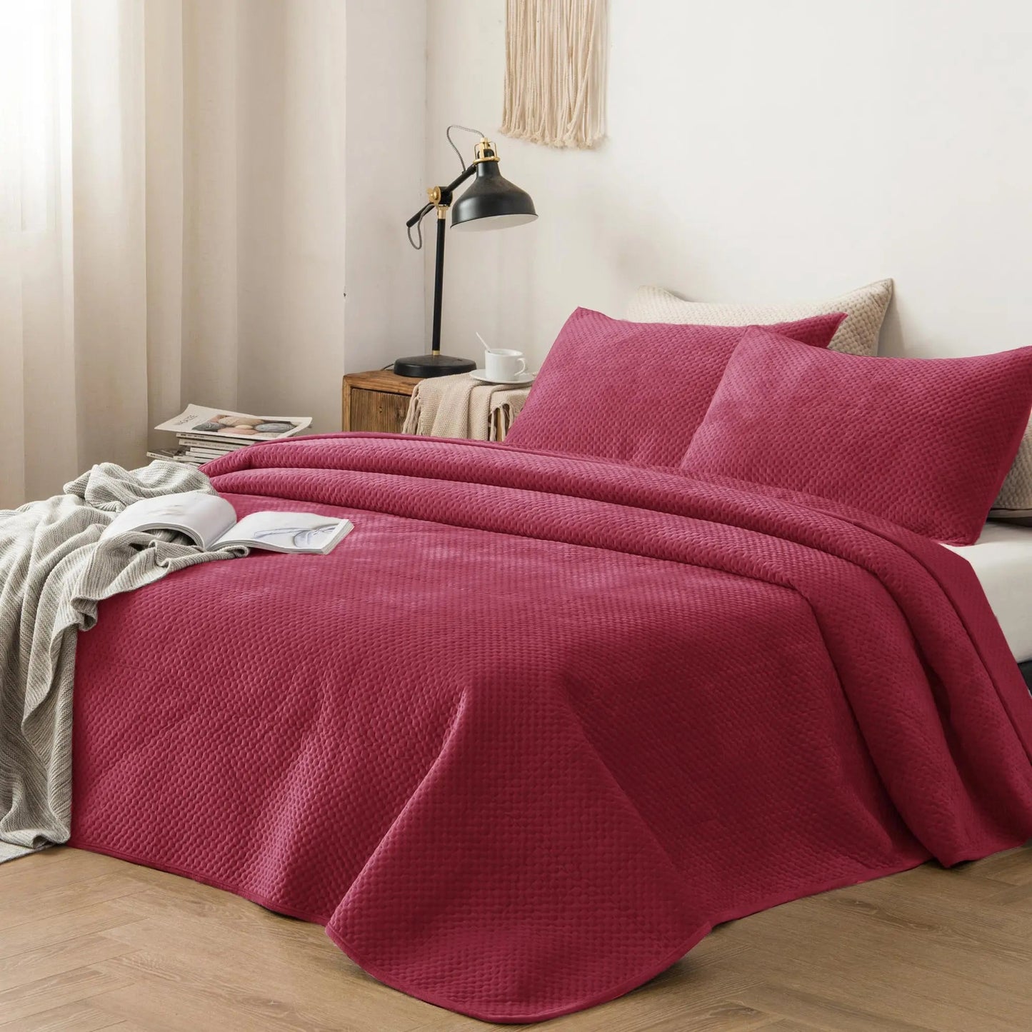 Kasentex All Season Cozy Velvet Quilt Set with Shams, Queen, King, Room Decor, Graduation Gifts - Get it from Bo