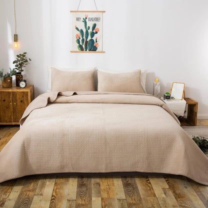 Kasentex All Season Cozy Velvet Quilt Set with Shams, Queen, King, Room Decor, Graduation Gifts - Get it from Bo