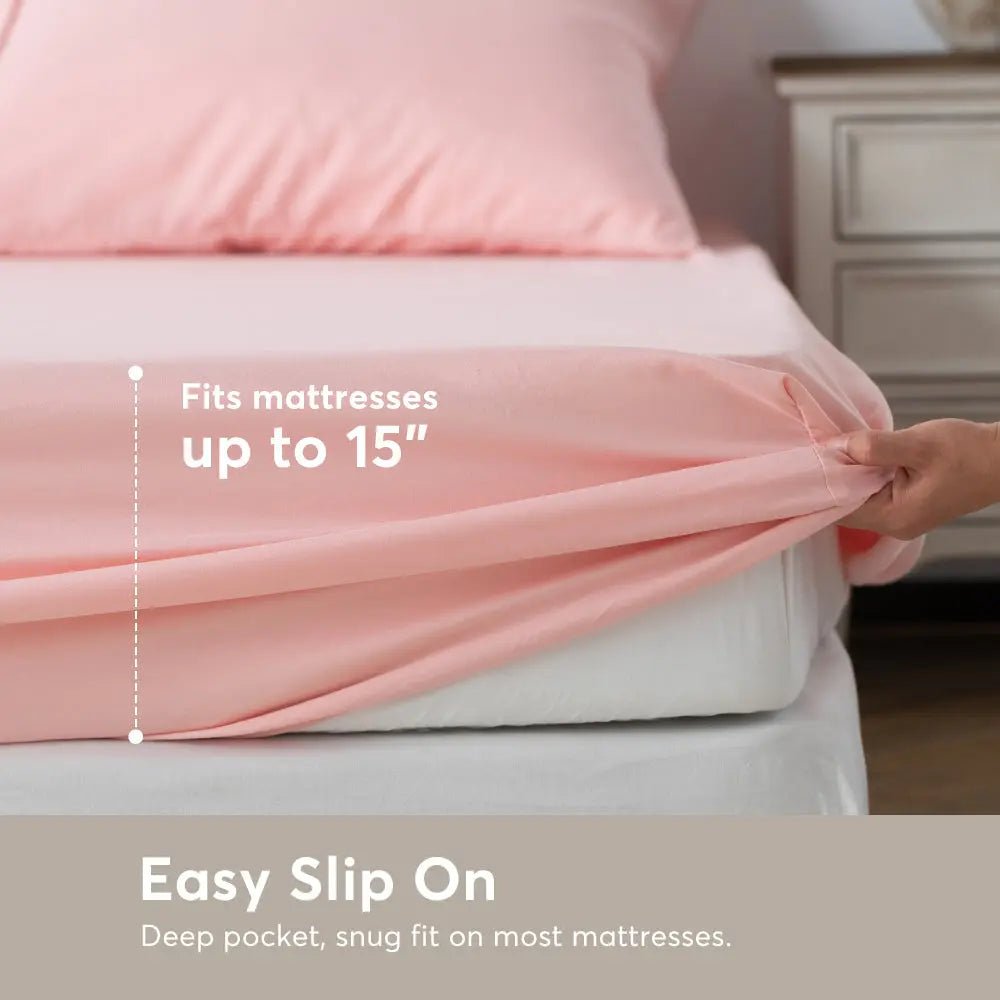 Kasentex All Season Deep Pocket Fitted Sheet Set with Pillowcases, Room Decor, Graduation Gifts - Get it from Bo
