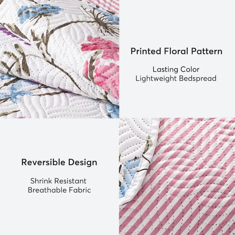 Kasentex Floral Quilt Set - Lightweight & Reversible - Cozy & Stylish Bedding - Machine Washable, Room Decor, Graduation Gifts - Get it from Bo