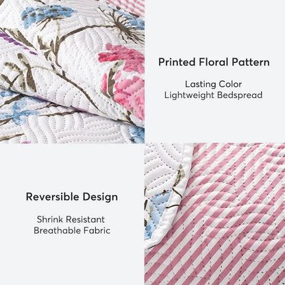 Kasentex Floral Quilt Set - Lightweight & Reversible - Cozy & Stylish Bedding - Machine Washable, Room Decor, Graduation Gifts - Get it from Bo