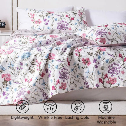 Kasentex Floral Quilt Set - Lightweight & Reversible - Cozy & Stylish Bedding - Machine Washable, Room Decor, Graduation Gifts - Get it from Bo