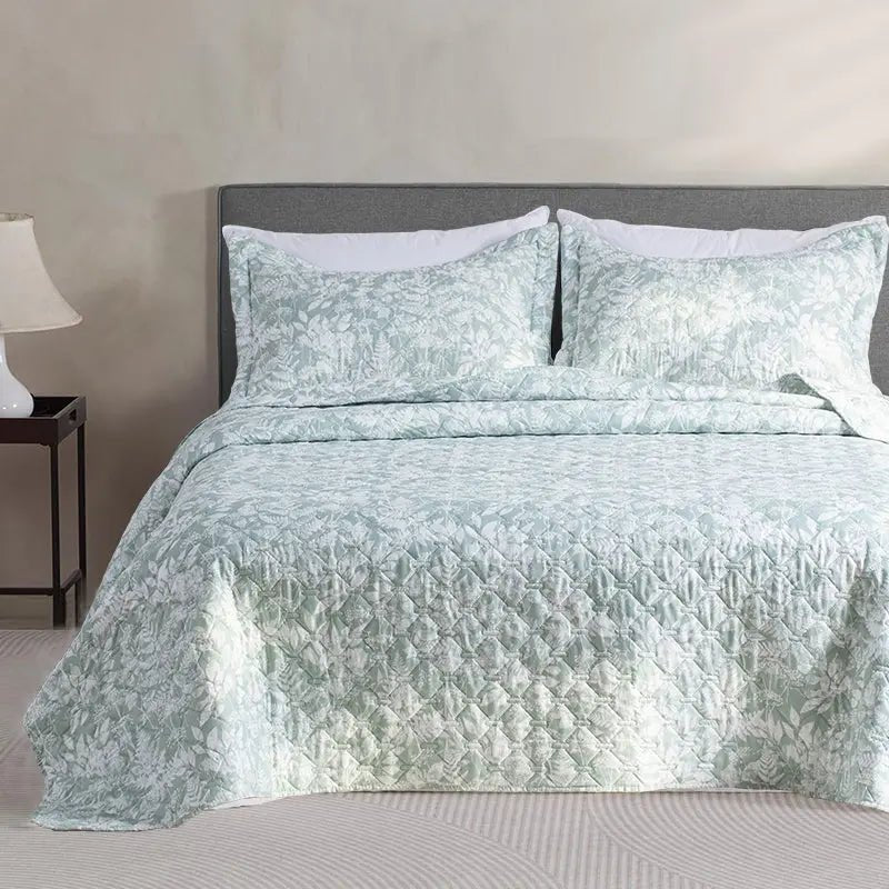 Kasentex Lightweight Botanical Green Floral Quilt Set - Light All Season Bedding, Room Decor, Graduation Gifts - Get it from Bo