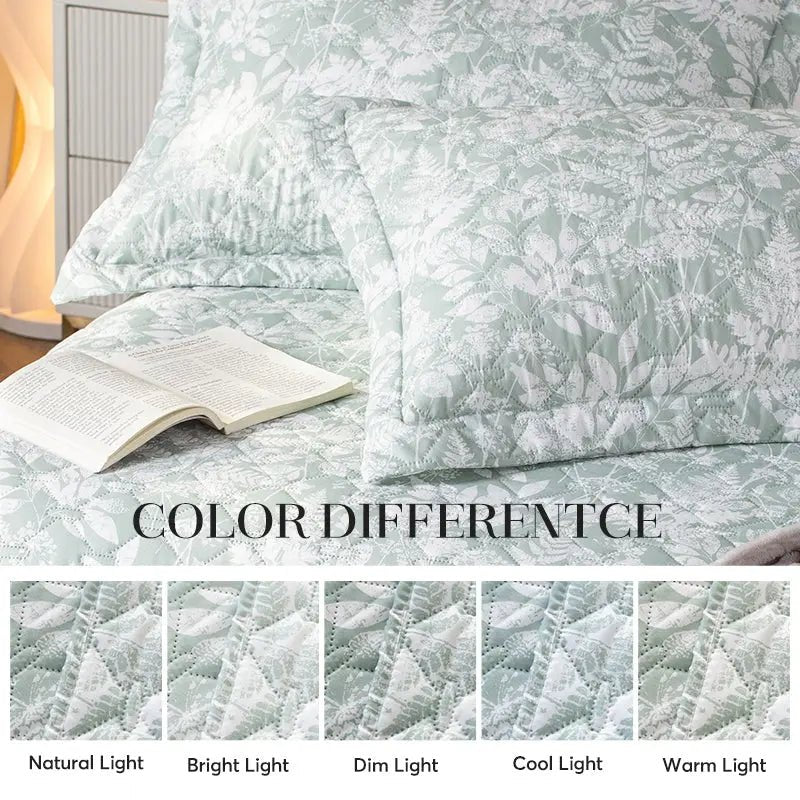 Kasentex Lightweight Botanical Green Floral Quilt Set - Light All Season Bedding, Room Decor, Graduation Gifts - Get it from Bo