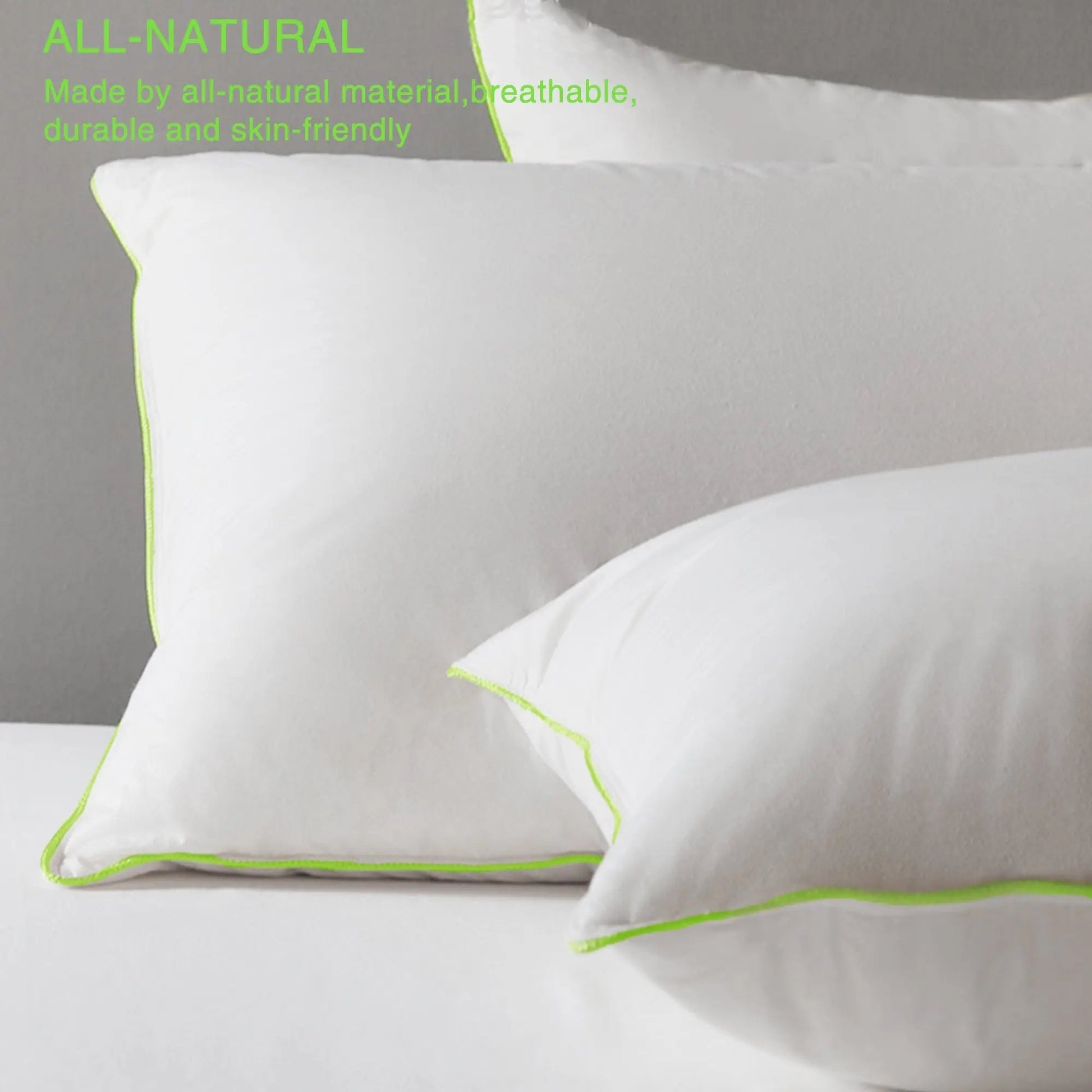 Kasentex Silky Green Piped Edge Goose Down Feather Pillow Set, White - Get it from Bo