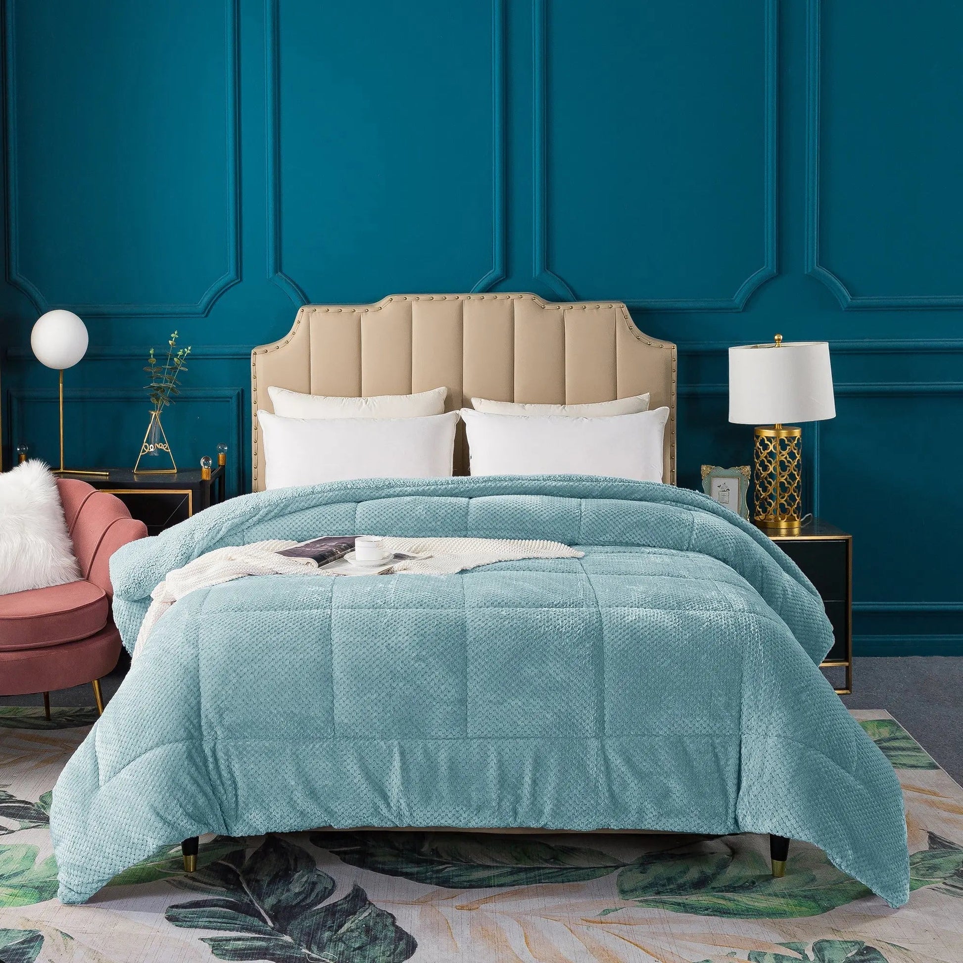 Kasentex Ultra Soft All Season Reversible Plush Sherpa Lined Comforter, Twin, Queen, King - Get it from Bo