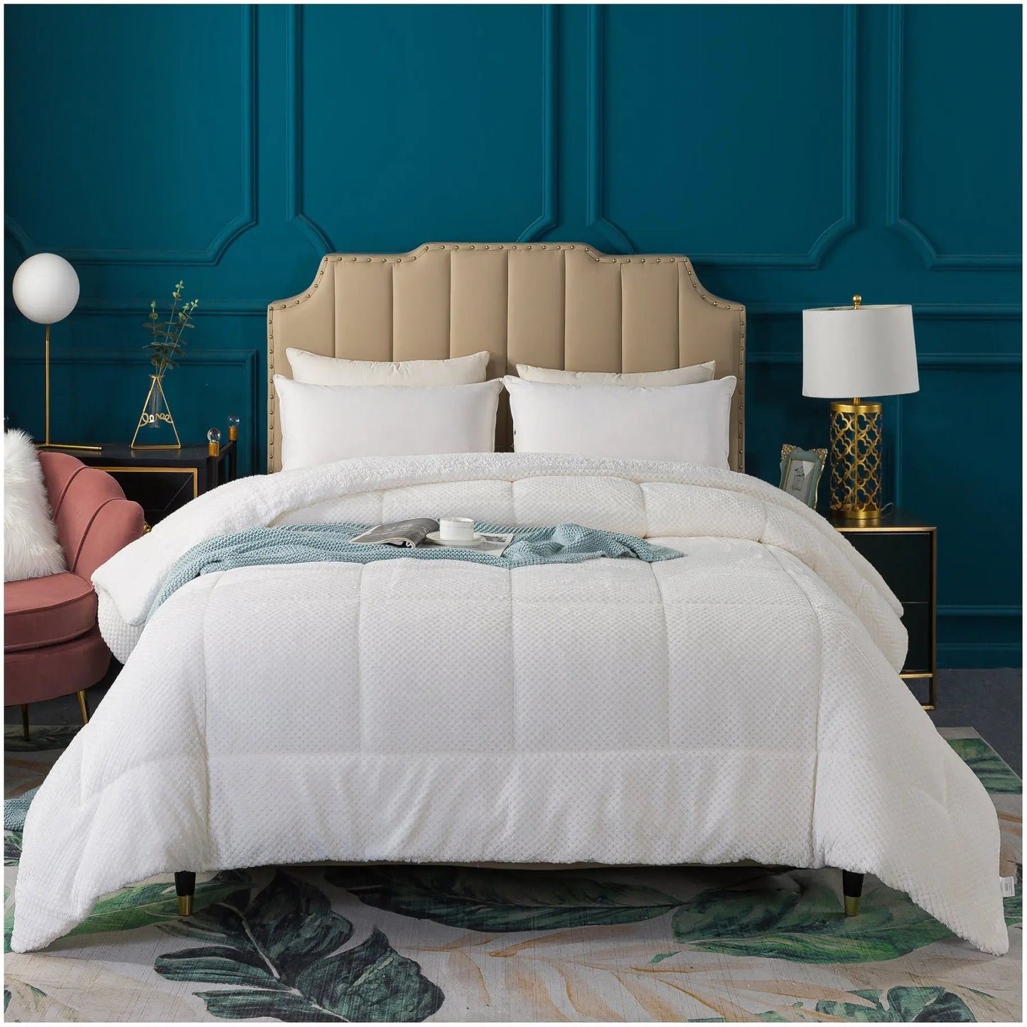 Kasentex Ultra Soft All Season Reversible Plush Sherpa Lined Comforter, Twin, Queen, King - Get it from Bo