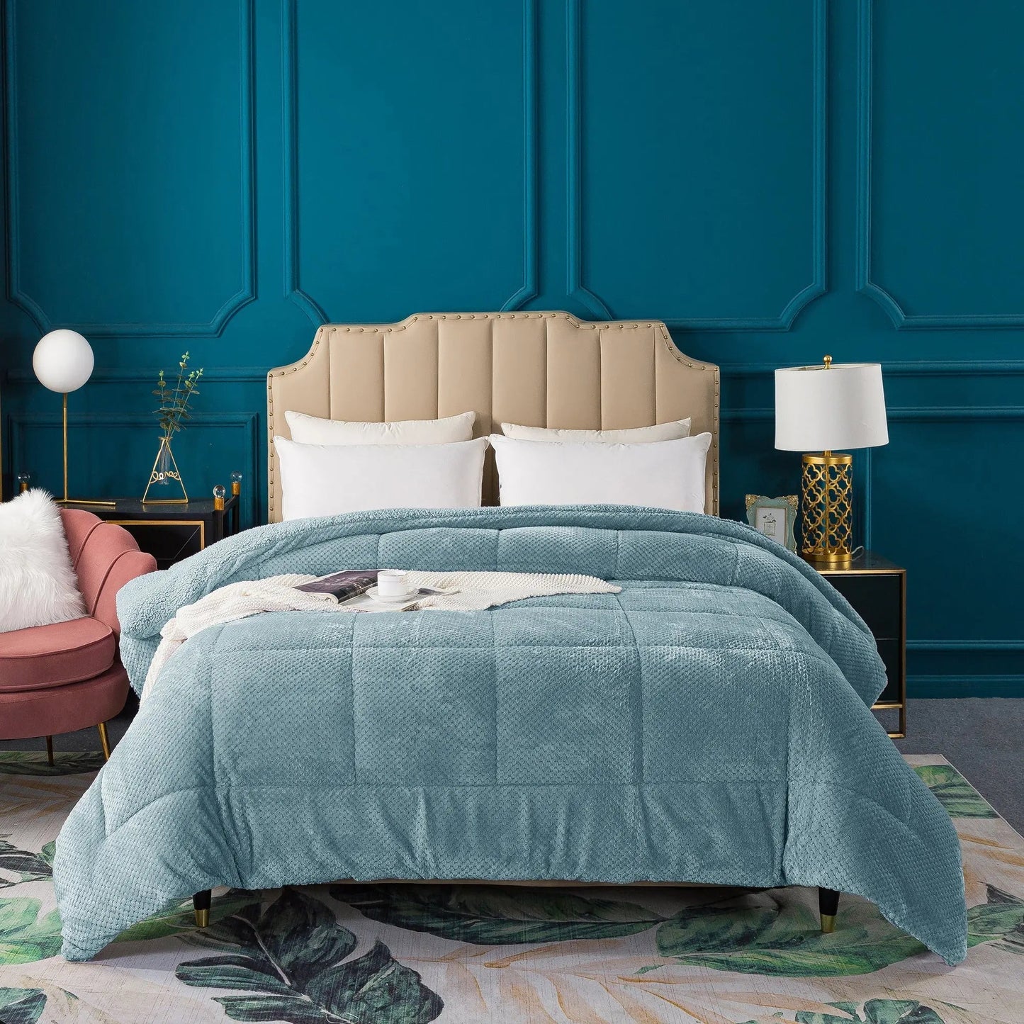 Kasentex Ultra Soft All Season Reversible Plush Sherpa Lined Comforter, Twin, Queen, King - Get it from Bo
