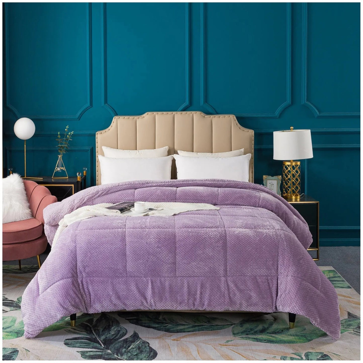 Kasentex Ultra Soft All Season Reversible Plush Sherpa Lined Comforter, Twin, Queen, King - Get it from Bo