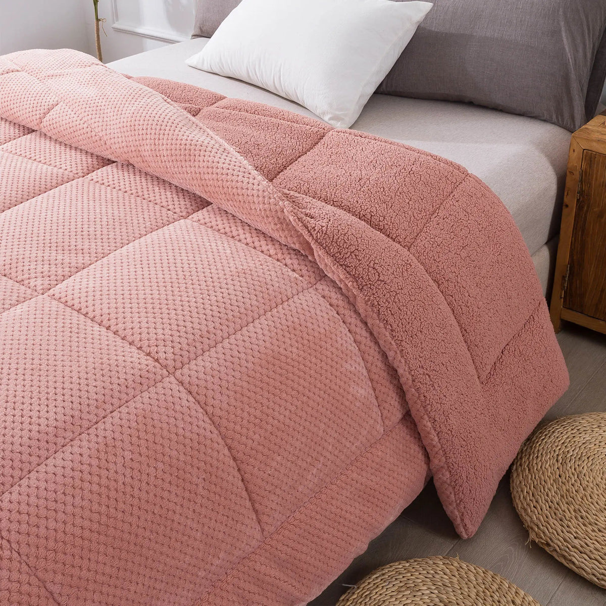 Kasentex Ultra Soft All Season Reversible Plush Sherpa Lined Comforter, Twin, Queen, King - Get it from Bo
