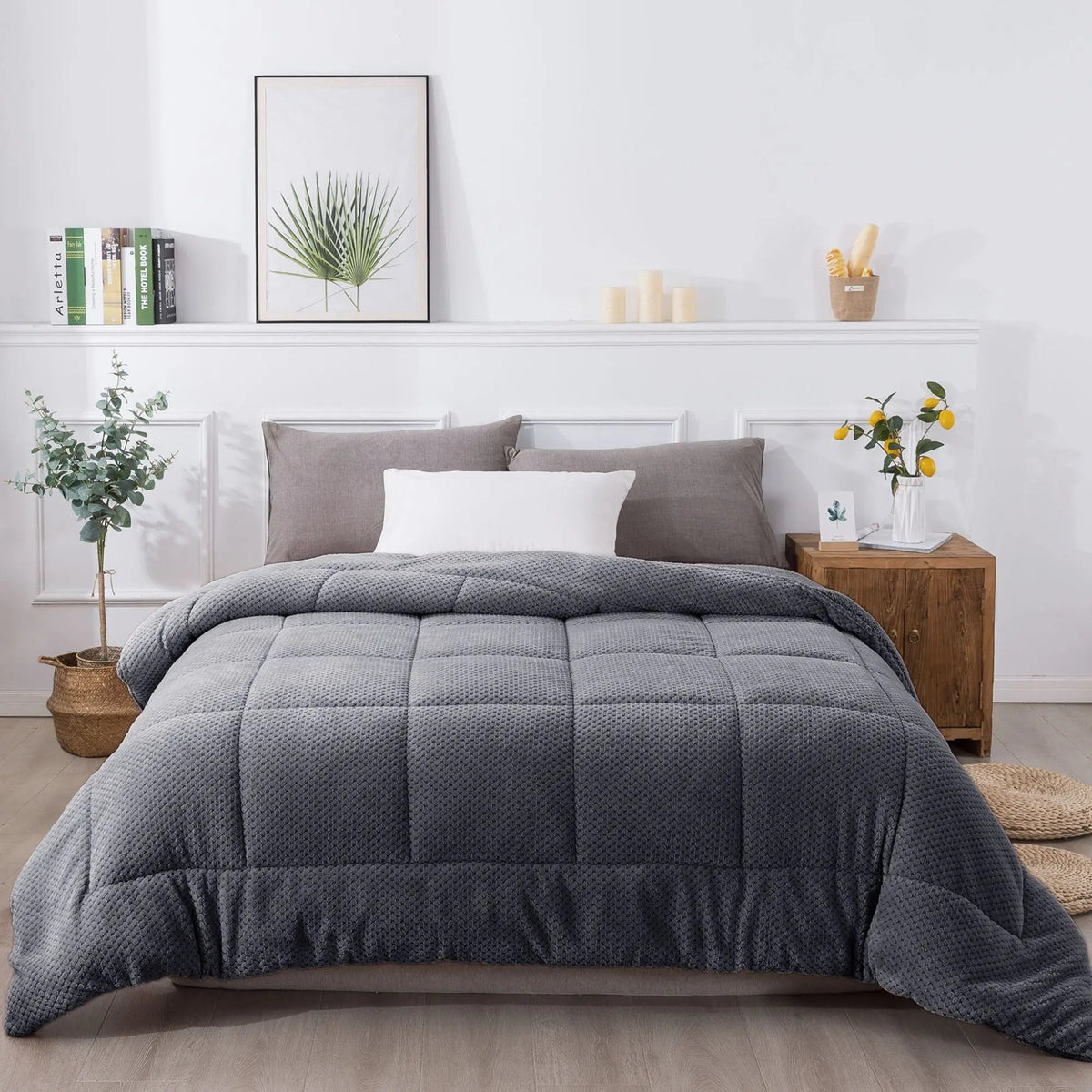 Kasentex Ultra Soft All Season Reversible Plush Sherpa Lined Comforter, Twin, Queen, King - Get it from Bo