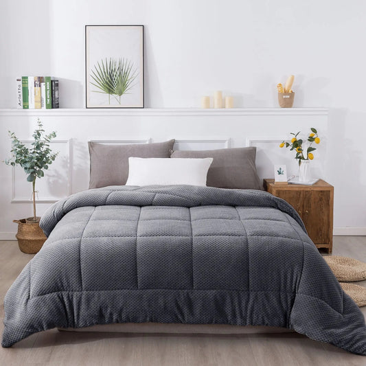 Kasentex Ultra Soft All Season Reversible Plush Sherpa Lined Comforter, Twin, Queen, King - Get it from Bo