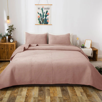 Kasentex Ultra Soft Plush Poly-Velvet Quilt Set, Queen, King, Room Decor, Graduation Gifts, Fathers Day Gift - Get it from Bo