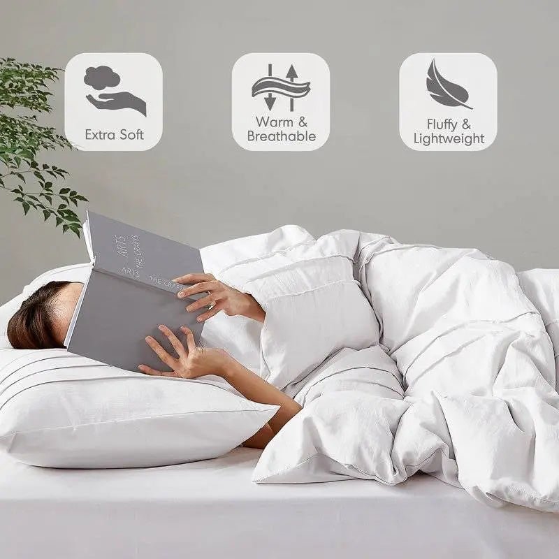 King Size Microfiber Pleated Soft Washed Comforter Set White - Get it from Bo